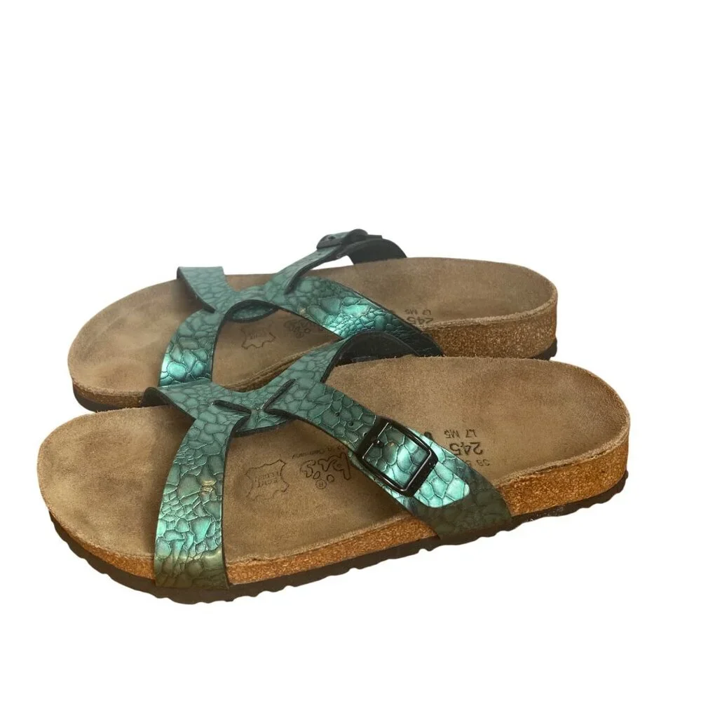 Birkenstock Birkis Sylt Birko Flor Turquoise Sandals Womens 7 US Comfort